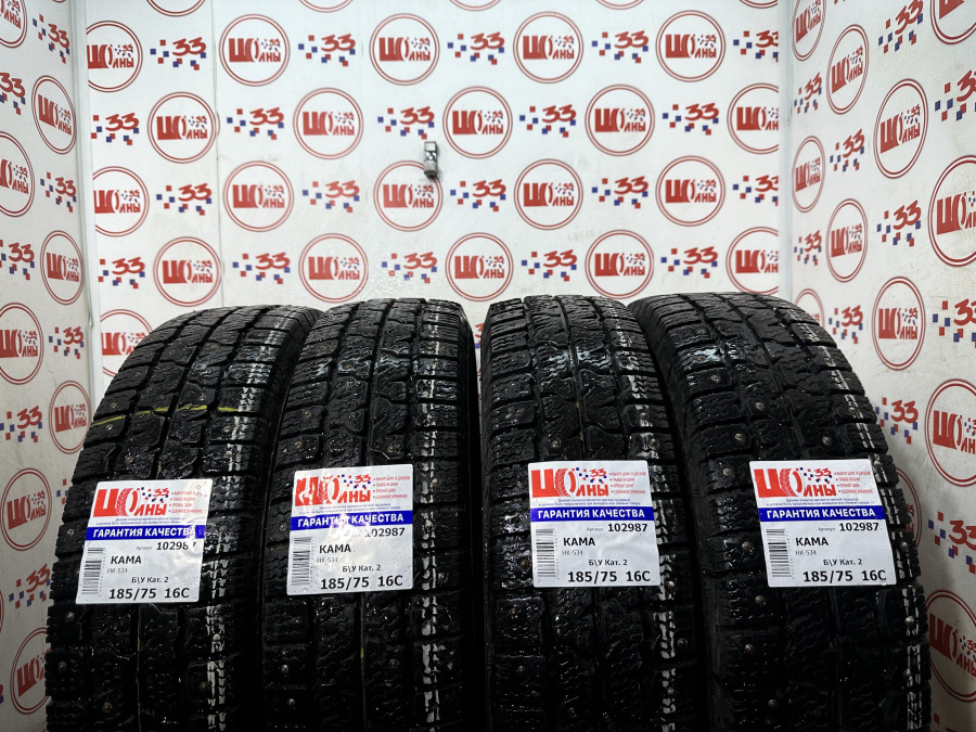 Шина Б/У 185/75 R16C Зима Шипы  КАМА НК-534 Кат. 2