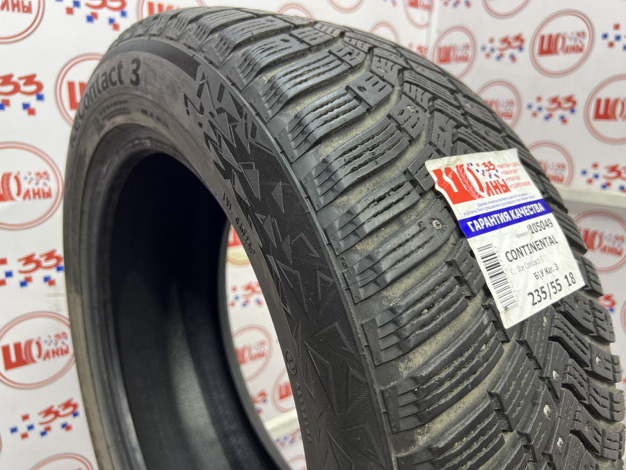 Шина Б/У 235/55 R18 Зима Шипы  CONTINENTAL C.  Ice Contact-3  Кат. 3