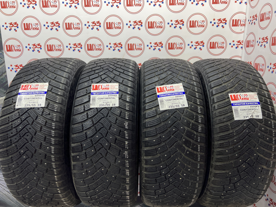 Шина Б/У 235/55 R18 Зима Шипы  CONTINENTAL C.  Ice Contact-3  Кат. 3