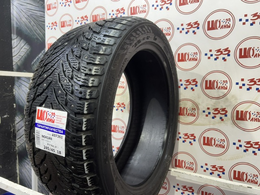 Шина Б/У 245/45 R18 Зима Шипы  NOKIAN HKPL-9/SUV-9 Кат. 4