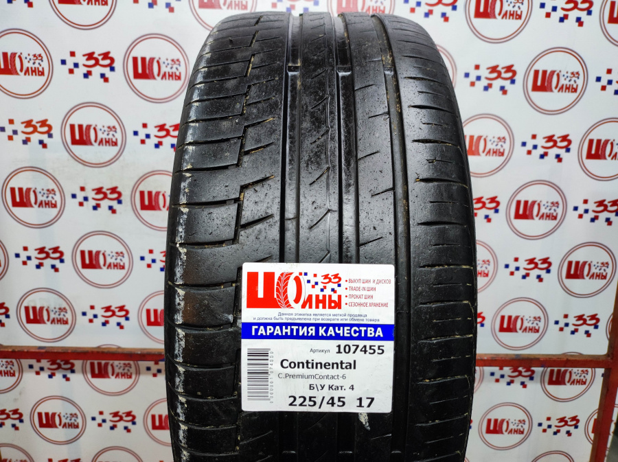 Шина Б/У 225/45 R17 Лето Continental C.PremiumContact-6 Кат. 4