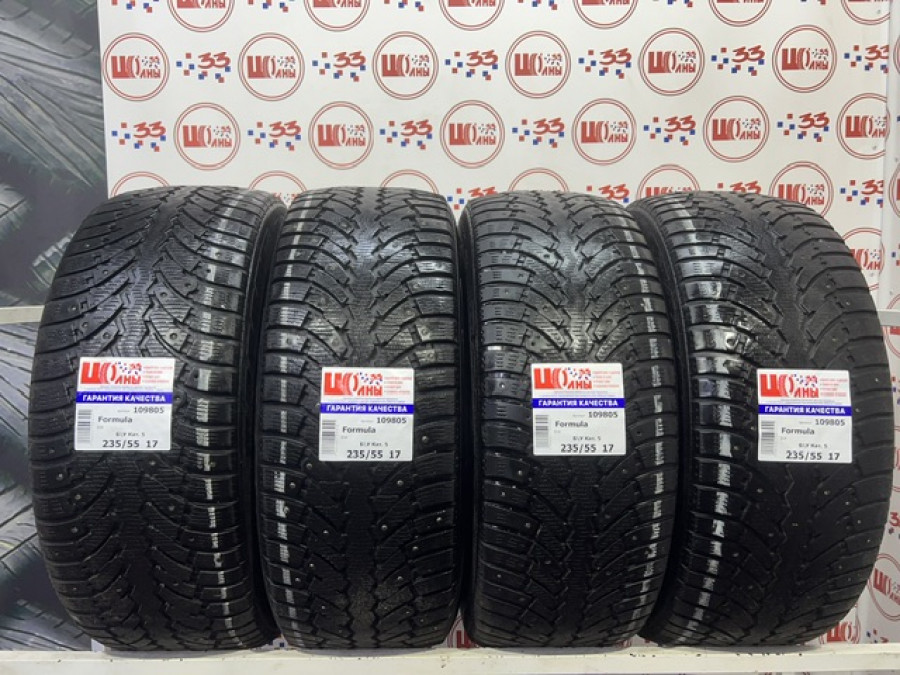 Шина Б/У 235/55 R17 Зима Шипы  Formula Ice Кат. 5