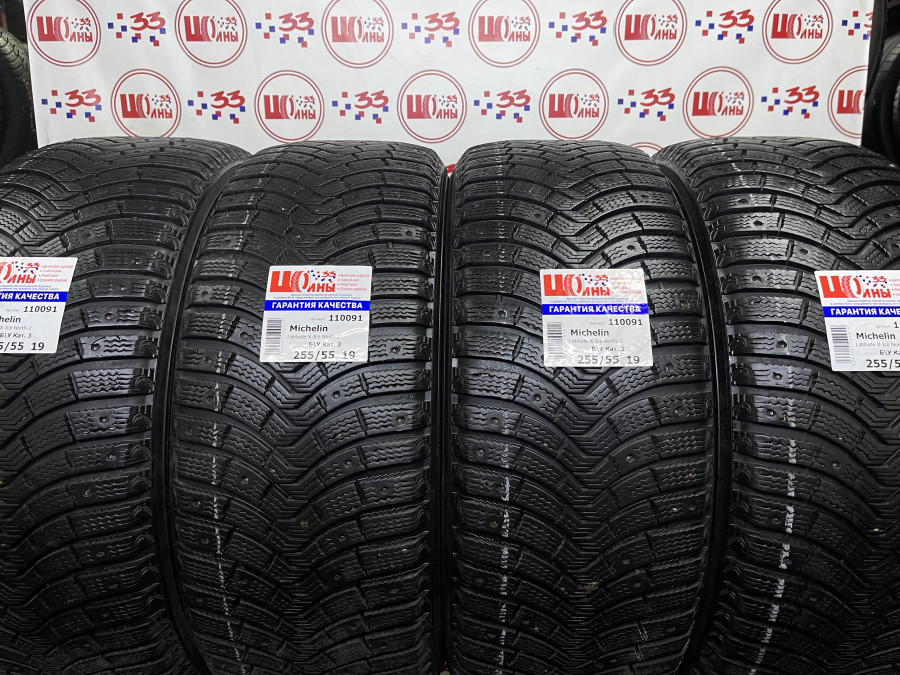 Шина Б/У 255/55 R19 Зима Шипы  Michelin Latitude X-Ice North-2 Кат. 3