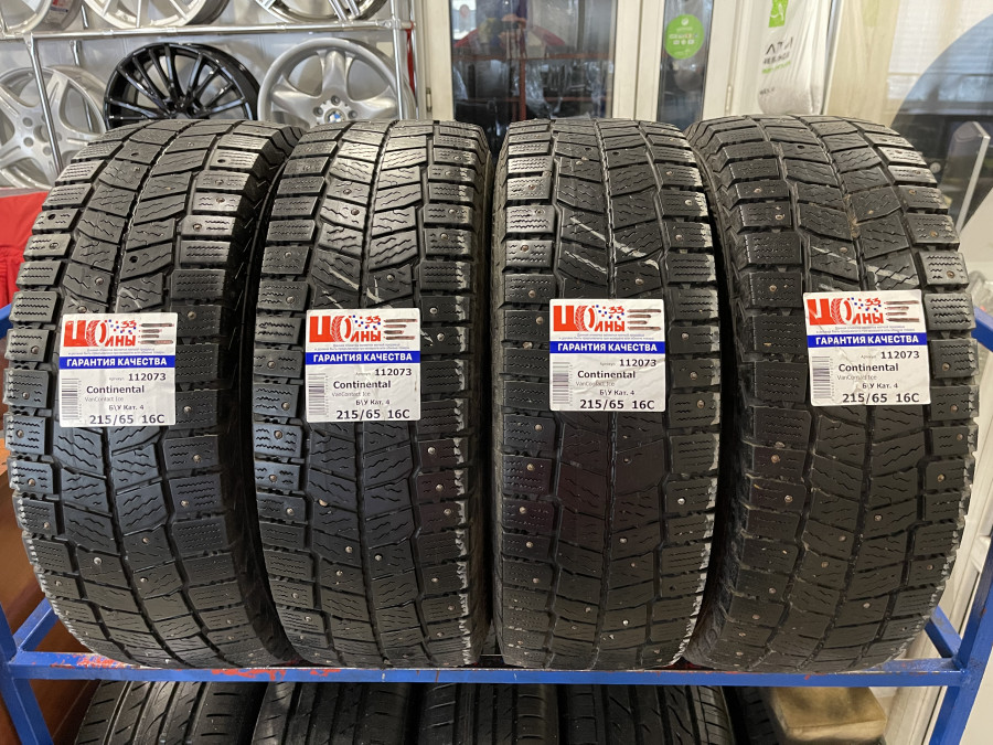 Шина Б/У 215/65 R16C Зима Шипы  Continental VanContact Ice Кат. 4