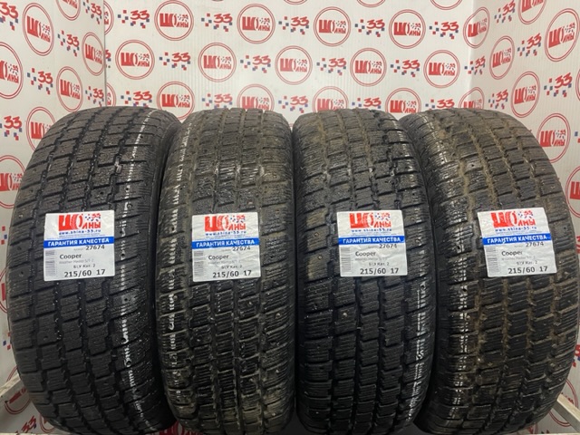 Шина Б/У 215/60 R17 Зима Шипы  Cooper Weather Master S/T-2 Кат. 2