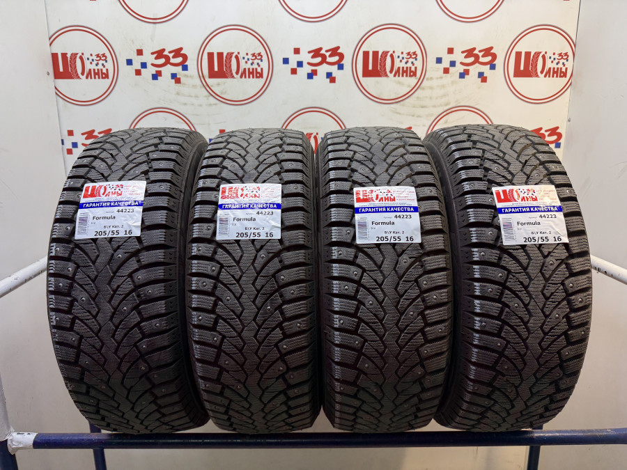 Шина Б/У 205/55 R16 Зима Шипы  Formula Ice Кат. 2