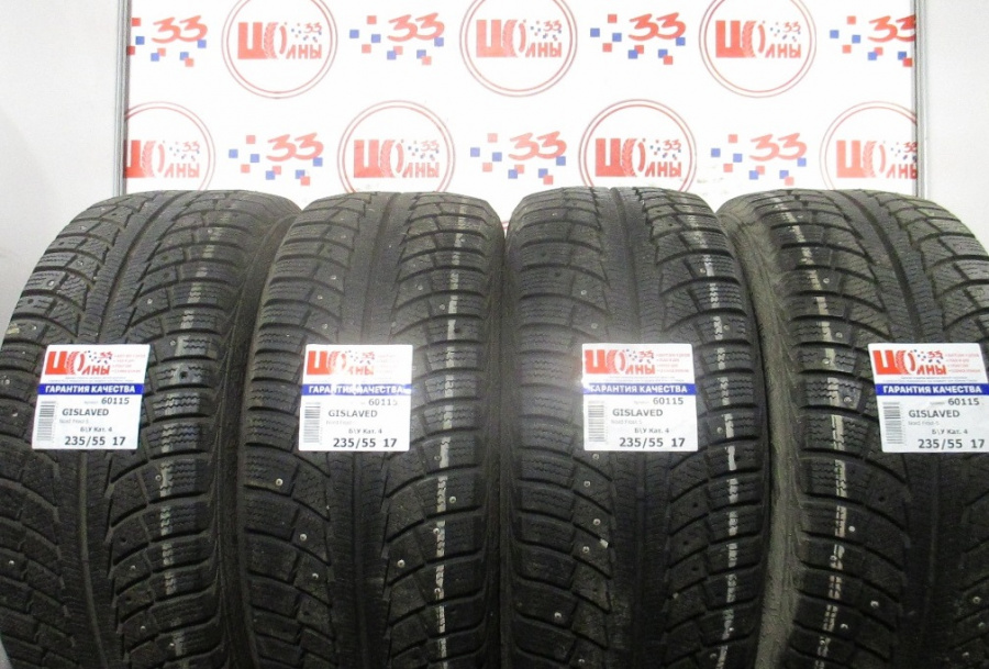 Шина Б/У 235/55 R17 Зима Шипы  GISLAVED Nord Frost-5 Кат. 4
