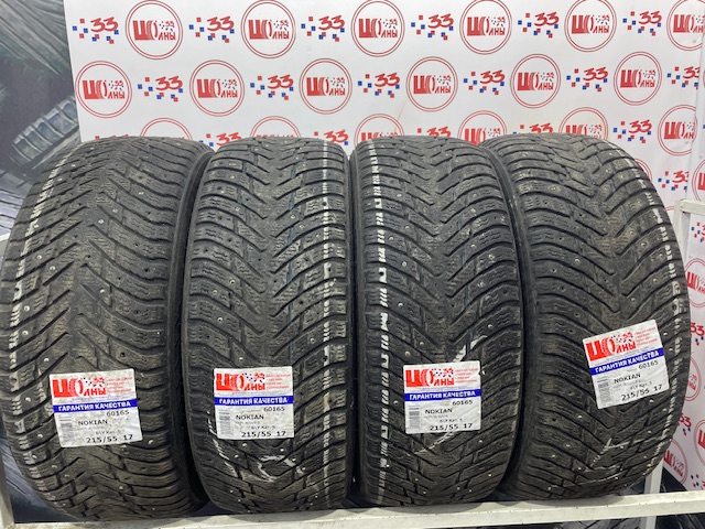 Шина Б/У 215/55 R17 Зима Шипы  NOKIAN HKPL-8/SUV-8 Кат. 5