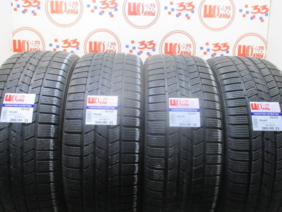 Шина Б/У 265/45 R21 Зима PIRELLI Scorpion Ice & Snow Кат. 3