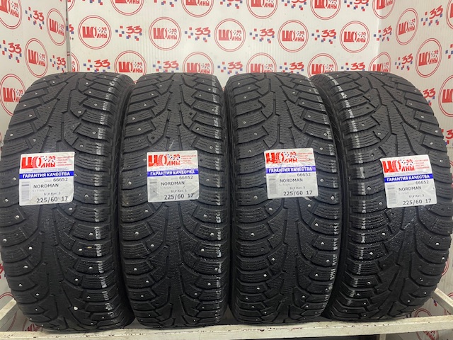 Шина Б/У 225/60 R17 Зима Шипы  NORDMAN 5 / 5-SUV Кат. 3