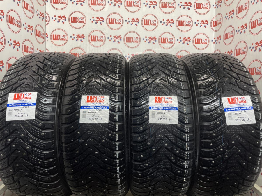 Шина Б/У 235/55 R18 Зима Шипы  NOKIAN HKPL-8/SUV-8 Кат. 2