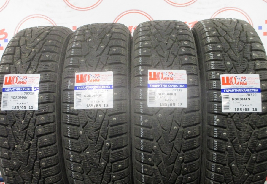 Шина Б/У 185/65 R15 Зима Шипы  NORDMAN 7 / 7-SUV Кат. 2