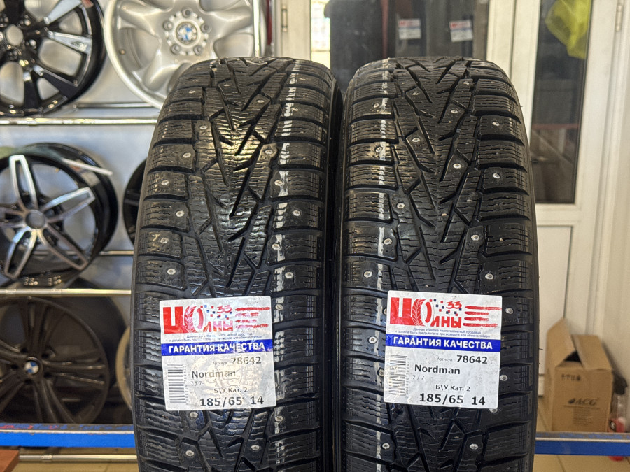 Шина Б/У 185/65 R14 Зима Шипы  NORDMAN 7 / 7-SUV Кат. 2