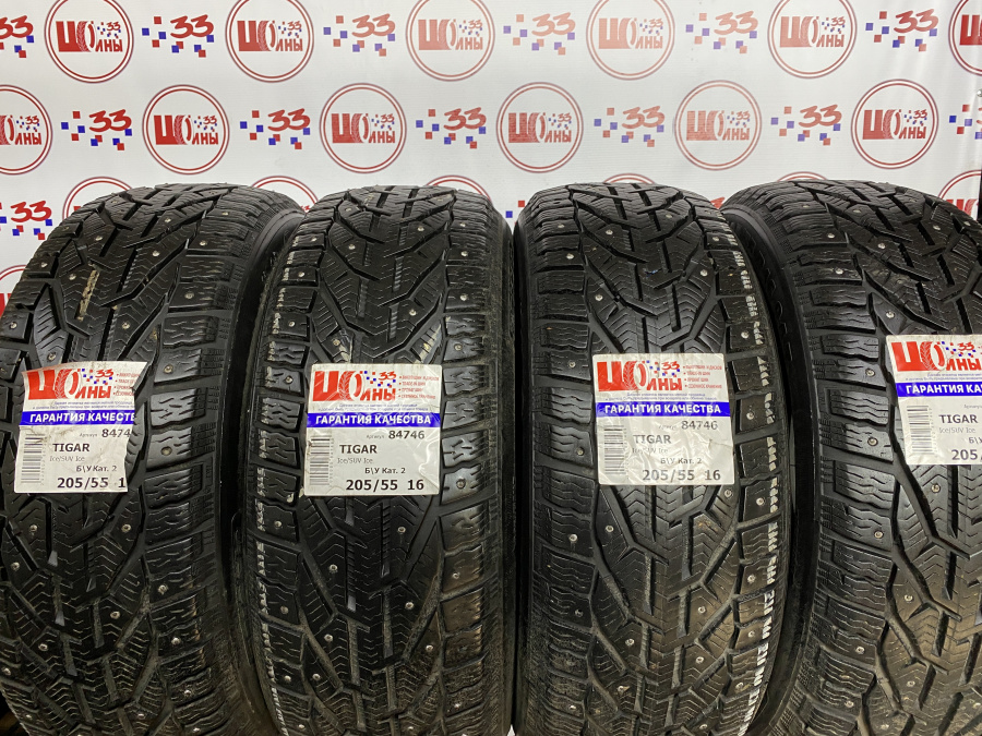 Шина Б/У 205/55 R16 Зима Шипы  TIGAR Ice/SUV Ice Кат. 2