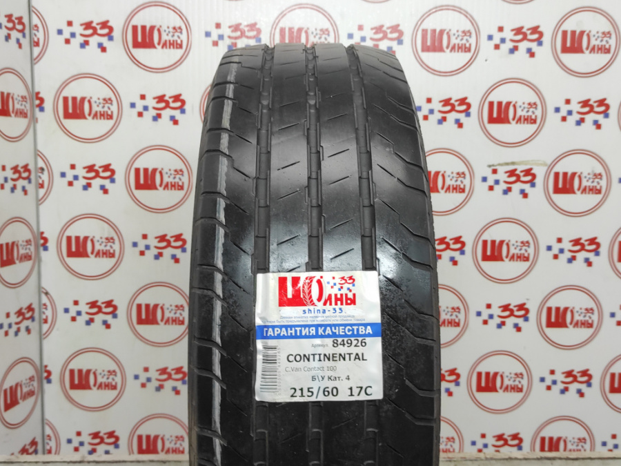 Шина Б/У 215/60 R17C Лето CONTINENTAL C.Van Contact 100 Кат. 4