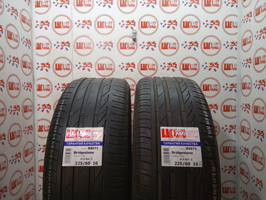 Шина Б/У 225/60 R16 Лето BRIDGESTONE Turanza T-001 Кат. 5
