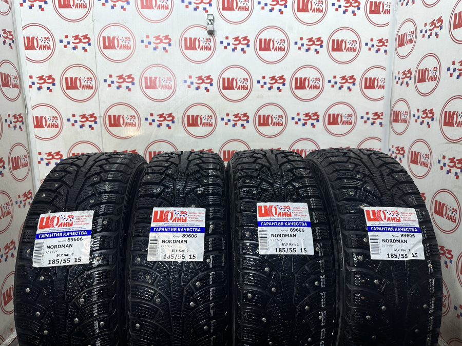 Шина Б/У 185/55 R15 Зима Шипы  NORDMAN 5 / 5-SUV Кат. 2