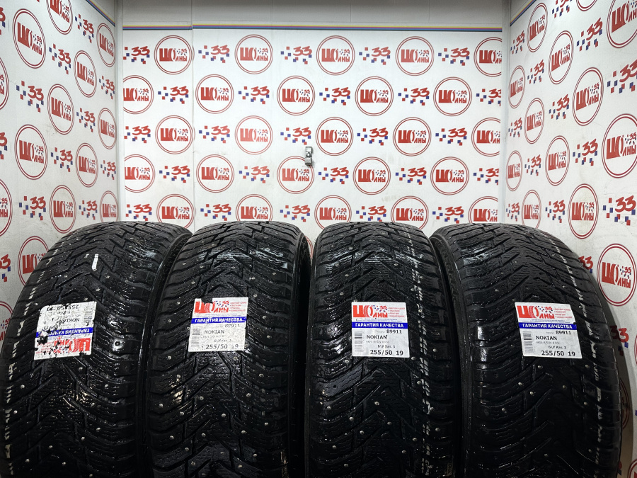 Шина Б/У 255/50 R19 Зима Шипы  NOKIAN HKPL-8/SUV-8 RSC Кат. 3