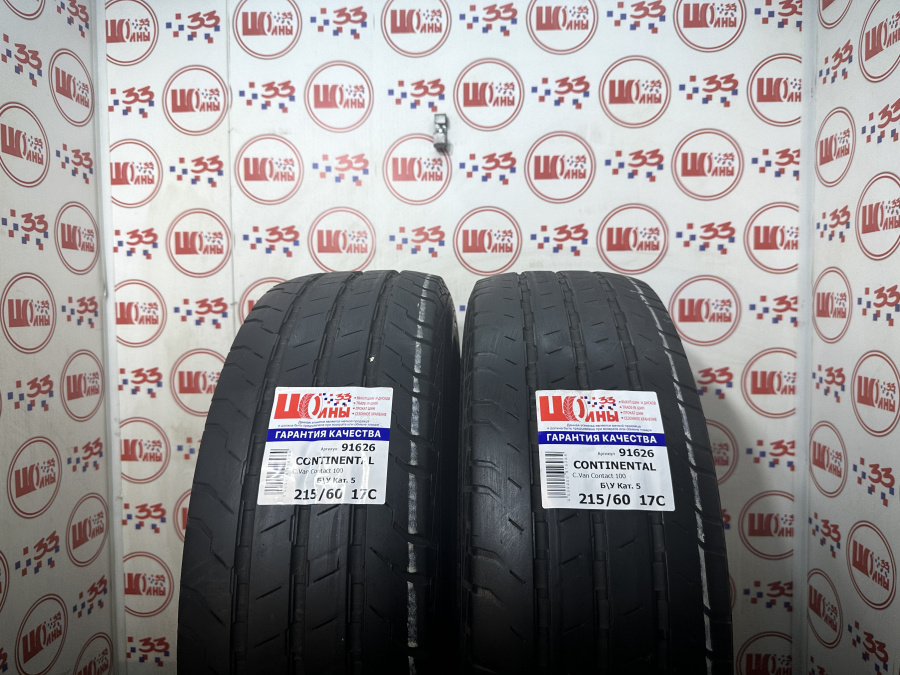 Шина Б/У 215/60 R17C Лето CONTINENTAL C.Van Contact 100 Кат. 5