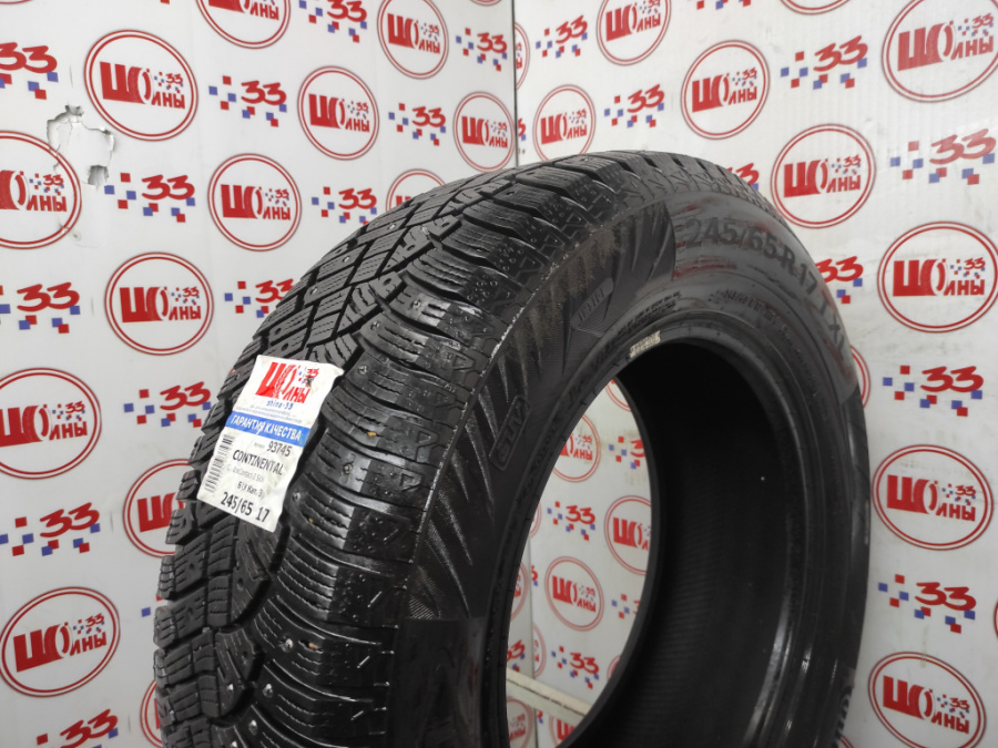 Шина Б/У 245/65 R17 Зима Шипы  CONTINENTAL C.  Ice Contact-2 SUV Кат. 3