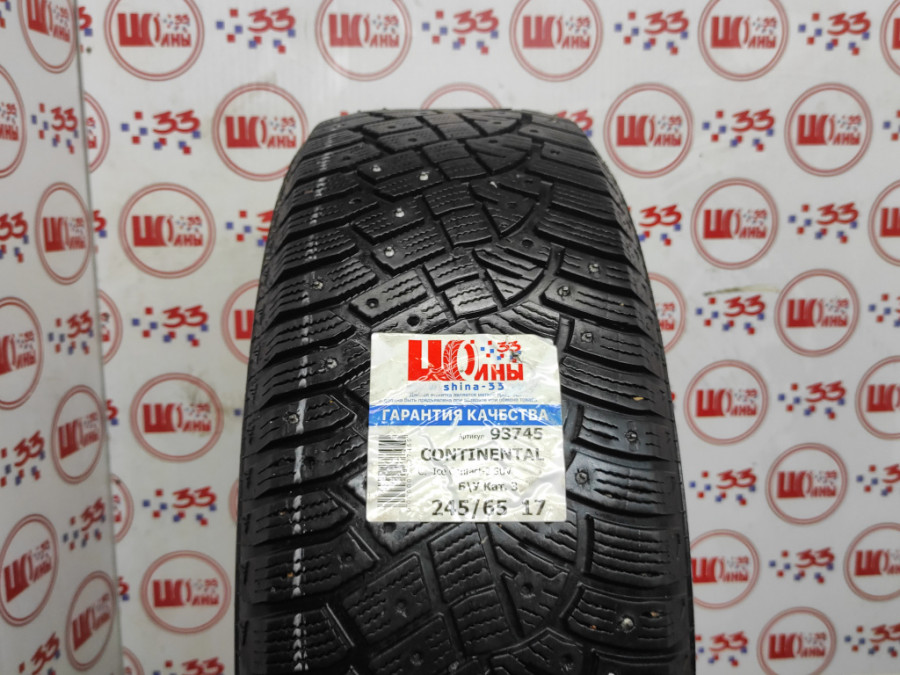 Шина Б/У 245/65 R17 Зима Шипы  CONTINENTAL C.  Ice Contact-2 SUV Кат. 3