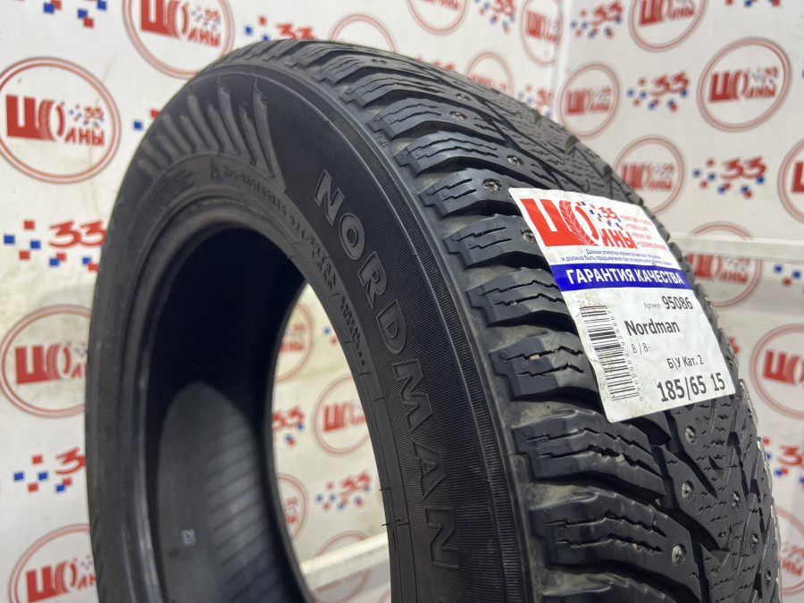 Шина Б/У 185/65 R15 Зима Шипы  NORDMAN 8 / 8-SUV Кат. 2