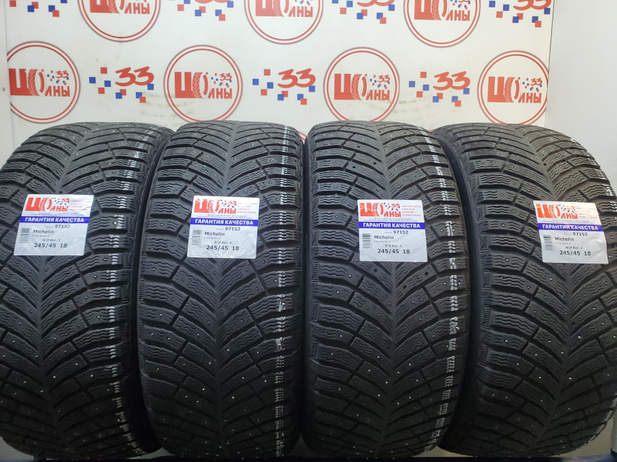 Шина Б/У 245/45 R18 Зима Шипы  MICHELIN X-Ice North-4 Кат. 3