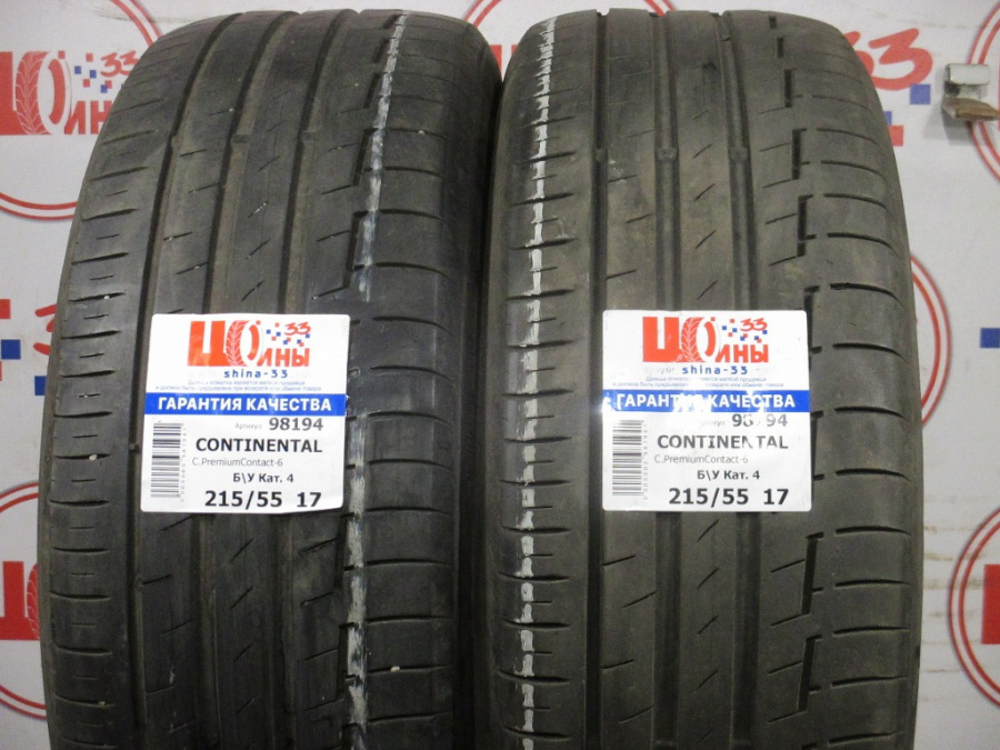 Шина Комплект Б/У 215/55 R17 Лето Continental C.PremiumContact-6 износ около 45%