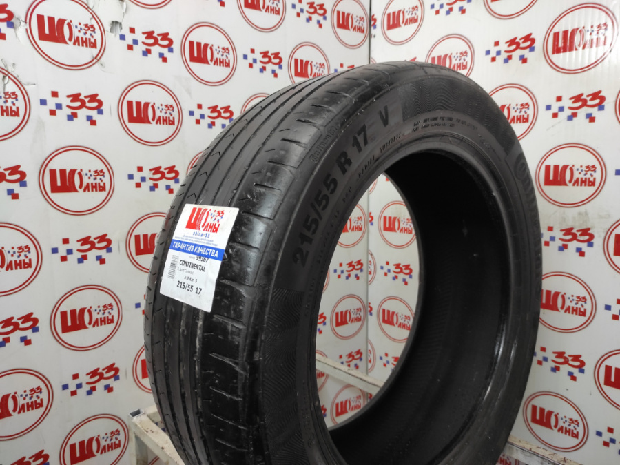 Шина Б/У 215/55 R17 Лето CONTINENTAL C.Sport Contact-5 Кат. 5